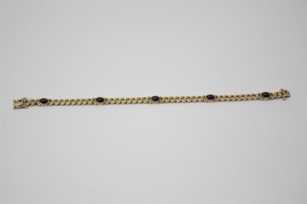 Armkette Gelbgold mit Safiren (2813p50)