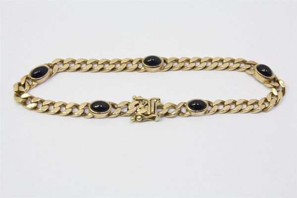 Armkette Gelbgold mit Safiren (2813p50)