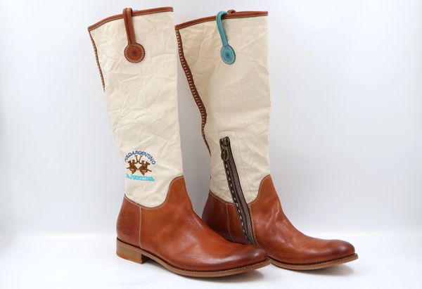 LA MARTINA Reitstiefel aus Segeltuch & Leder Gr. 41 (19067)