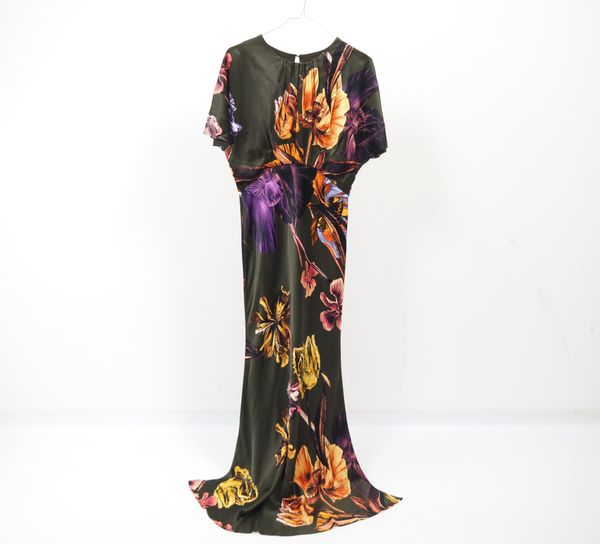 KAREN MILLEN Floral Satin Maxikleid Gr. 38 (19268)