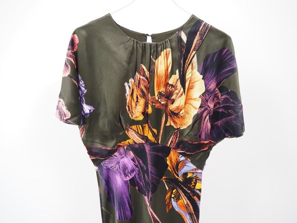 KAREN MILLEN Floral Satin Maxikleid Gr. 38 (19268)