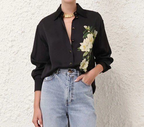 ZIMMERMANN Harmony Manstyle Bluse aus Seide Gr. 0/36 (19270)