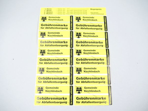 100 Gebührenmarken Kichlindach / NP:150,00 CHF (19283)