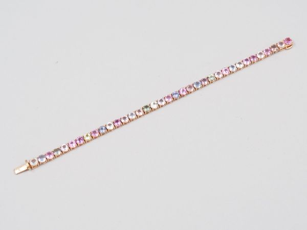 Armkette 750/1000 Rosegold – 36 Korunde 10ct (100365p150)