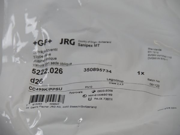 GF+ JRG Schrägsitzventil d26mm (17318)
