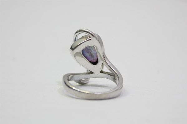925er Silber Fingerring mit synth. Opal (2666)