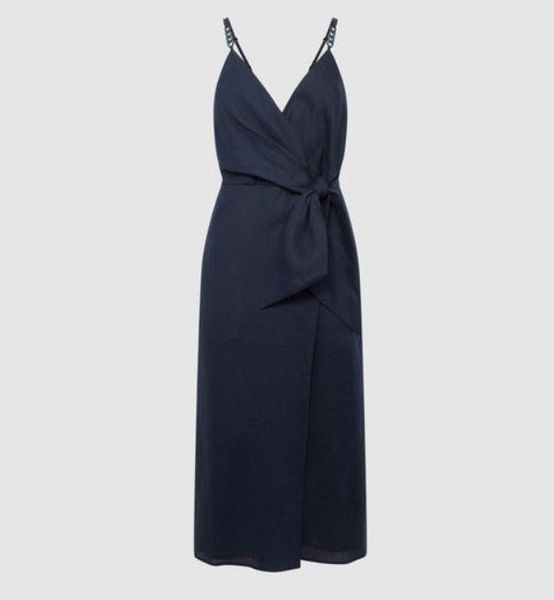 REISS Esme Midikleid aus Leinen Gr. 42 (17823)