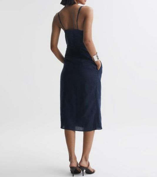 REISS Esme Midikleid aus Leinen Gr. 42 (17823)