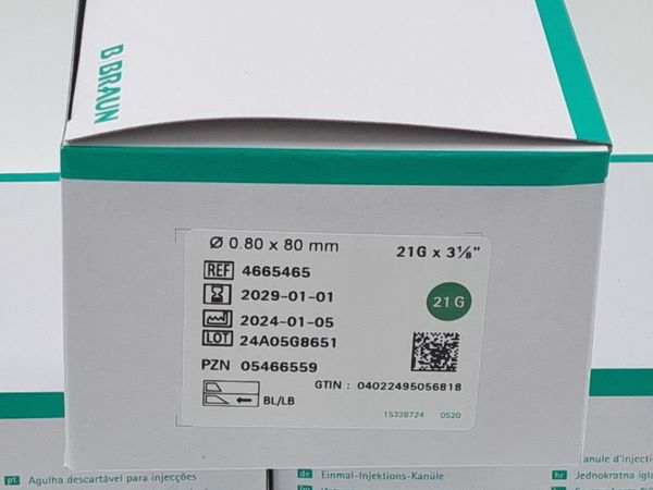 500x B.BRAUN Sterican® 21G x 3 1/8″; 0,80 x 80 mm (18411)