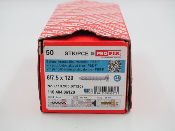 50 Stk. PROFIX Betonschraube 6/7.5 x 120 (17967)
