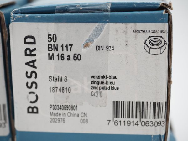 200x BOSSHARD Sechskantmuttern BN117 (19721)