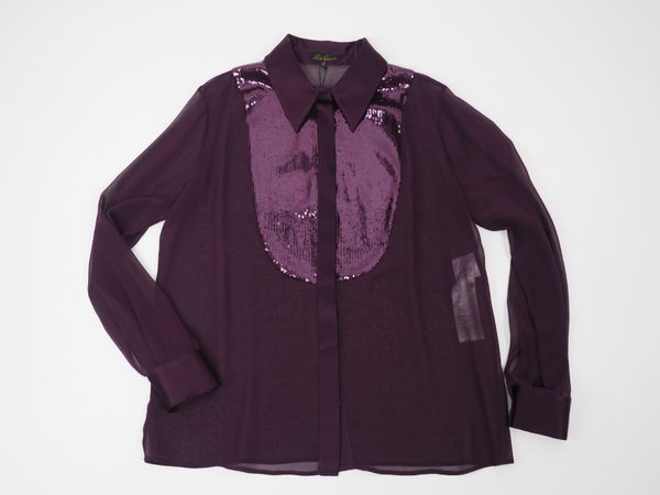 LUISA SPAGNOLI Seidenbluse mit Pailleten Gr. M (19505)