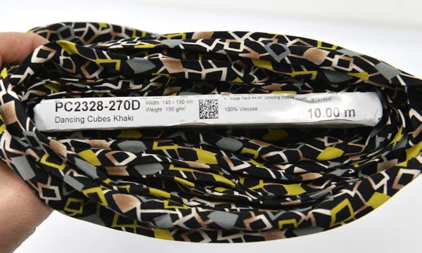 Stoff Meterware Dancing Cubes Khaki 10m Rolle (16841)
