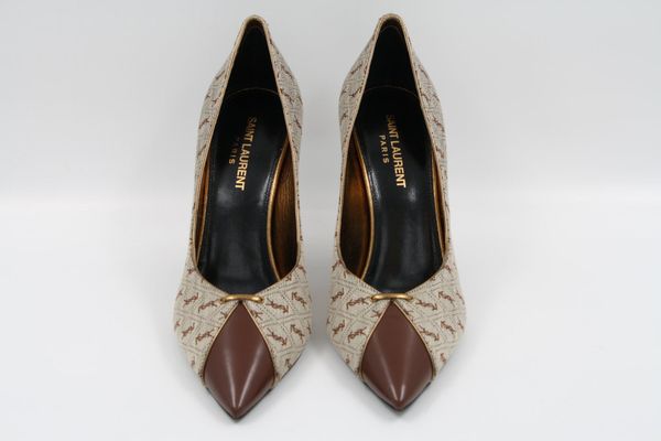 YVES SAINT LAURENT Canvas Pumps Logoprint Gr. 38 (17545)